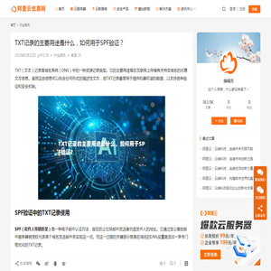 TXT记录的主要用途是什么，如何用于SPF验证？_阿里云优惠网